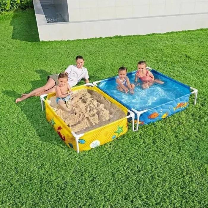 Каркасний квадратний дитячий басейн з пісочницею басейн Bestway 561CF для ігор 213 x 122 x 30,5 см на 365 л