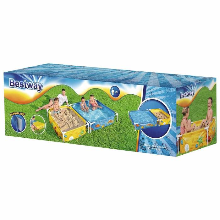 Каркасний квадратний дитячий басейн з пісочницею басейн Bestway 561CF для ігор 213 x 122 x 30,5 см на 365 л