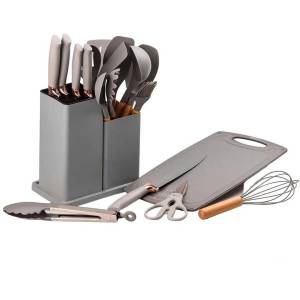 Набір силіконових кухонних речей 19 предметів Сірий Kitchen Set Кухонний набір з дощечкою