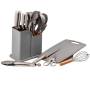 Набір силіконових кухонних речей 19 предметів Сірий Kitchen Set Кухонний набір з дощечкою