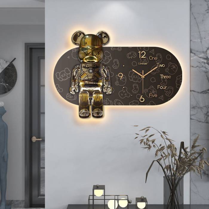 Настінний овальні годинник 40x60 см у вигляді Мишонка з LED-підсвічуванням NCH-40-60 Коричневий Годинник в будинок на батарейці