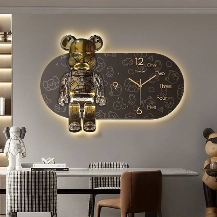 Настінний овальні годинник 40x60 см у вигляді Мишонка з LED-підсвічуванням NCH-40-60 Коричневий Годинник в будинок на батарейці