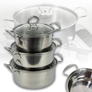 Набір 3-х штук каструль із кришками із нержавіючої сталі Classic Soup Pot 898-4