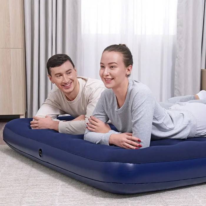 Двоспальний надувний велюровий матрац 203x152x22 cм Bestway 67003 Синій
