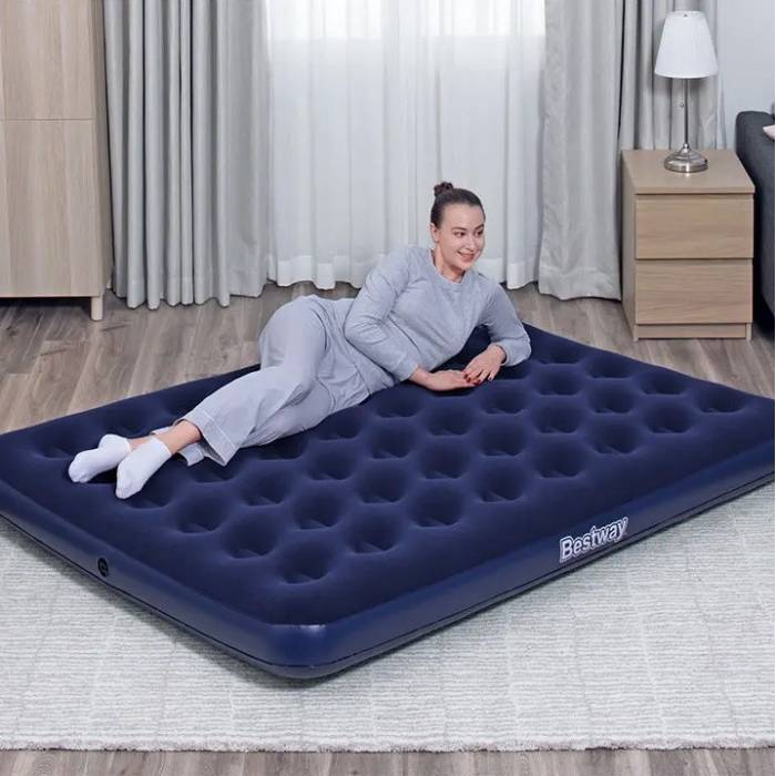 Двоспальний надувний велюровий матрац 203x152x22 cм Bestway 67003 Синій