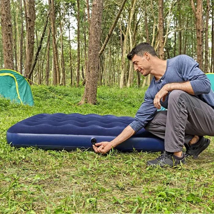Двоспальний надувний велюровий матрац 203x152x22 cм Bestway 67003 Синій