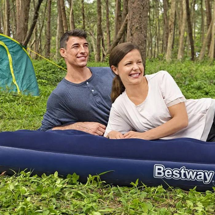 Двоспальний надувний велюровий матрац 203x152x22 cм Bestway 67003 Синій