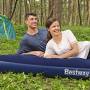 Двоспальний надувний велюровий матрац 203x152x22 cм Bestway 67003 Синій
