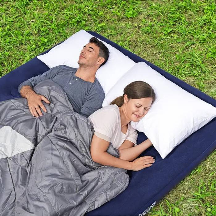 Двоспальний надувний велюровий матрац 203x152x22 cм Bestway 67003 Синій