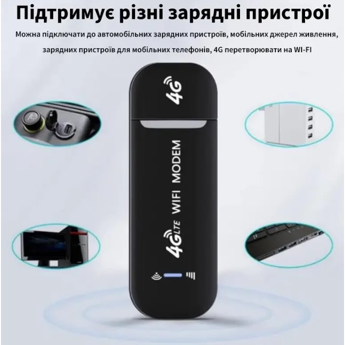 Бездротовий модем з 4G і WiFi до 150 Мбіт/сек HotSpot 3in1 Чорний Модем-роутер із слотом для сім-карти