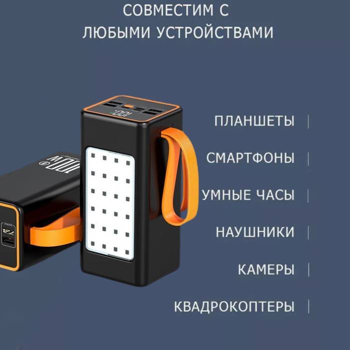 Повербанк с быстрой зарядкой и светодиодной подсветкой на 100 000 mAh YM-655 Черный