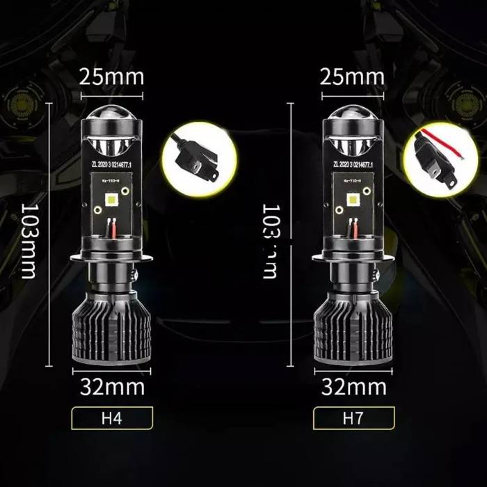 Світлодіодні BI-LED лінзи для машини Y10 H7 Mini 70W 6000K 14000Lm Лінзи H7 LED 12V