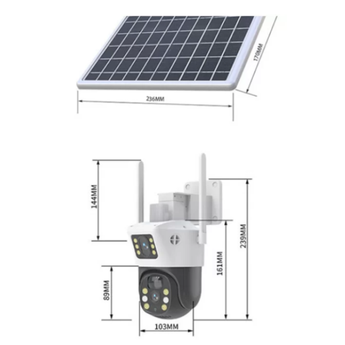 Вулична 4G камера 8.0Мп із сонячною панеллю та двома об'єктивами SOLAR V36-4G