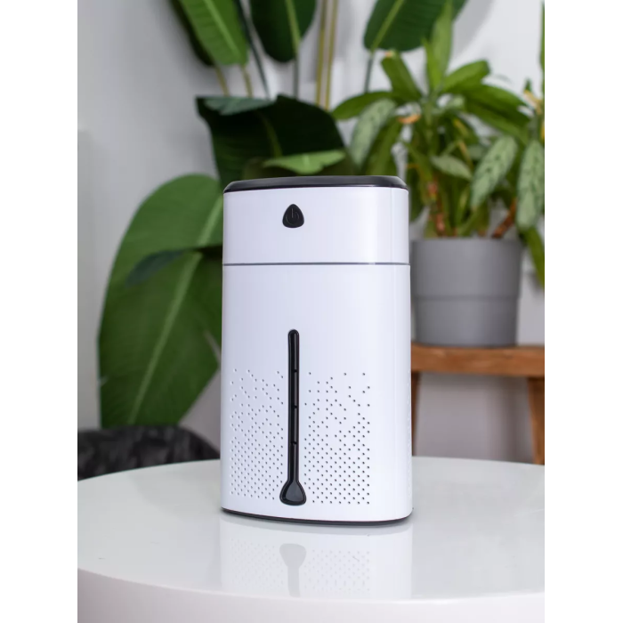Зволожувач повітря білого кольору Fog Humidifier з Led підсвічуванням та контролем рівня води