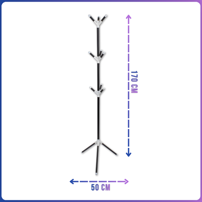 Підлоговая вішалка для одягу 170х50см з 9 гачками на тринозі Coat Rack
