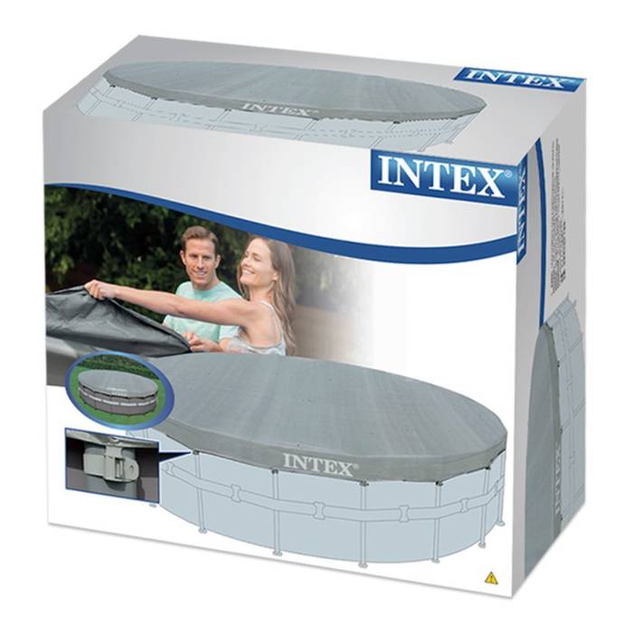 Захисний тент чохол для каркасного круглого басейну Intex 488 см 28040 сірий