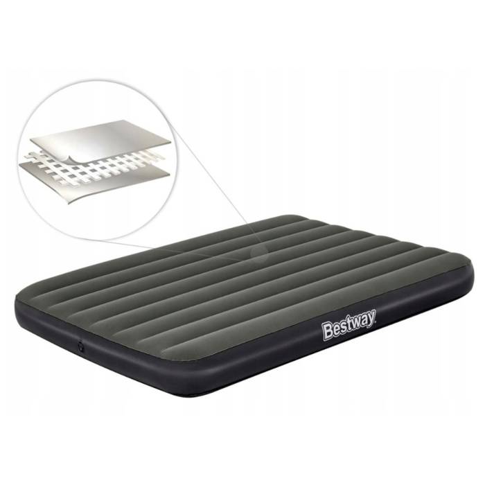 Надувне двоспальне велюрове ліжко Bestway 6713M Tritech Air Mattress Full 191 x 127 x 25 см Сірий