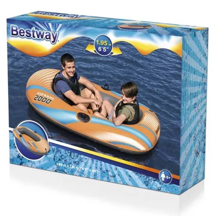Надувний човен 184х91 см двокамерний до 120 кг Bestway 61140 Жовтогаряча Надувний човен для відпочинку