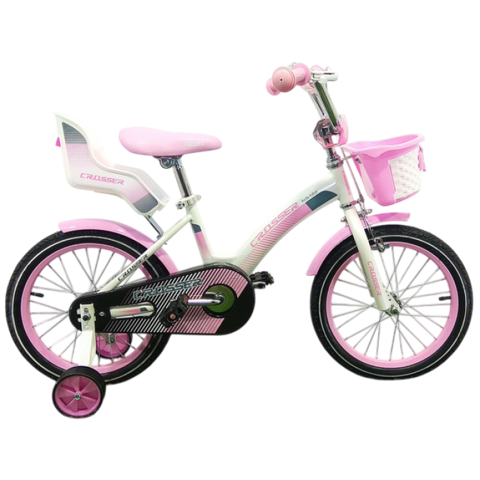 Дитячий велосипед з кошиком та сидінням для ляльки Crosser Kids Bike 16" Рожевий