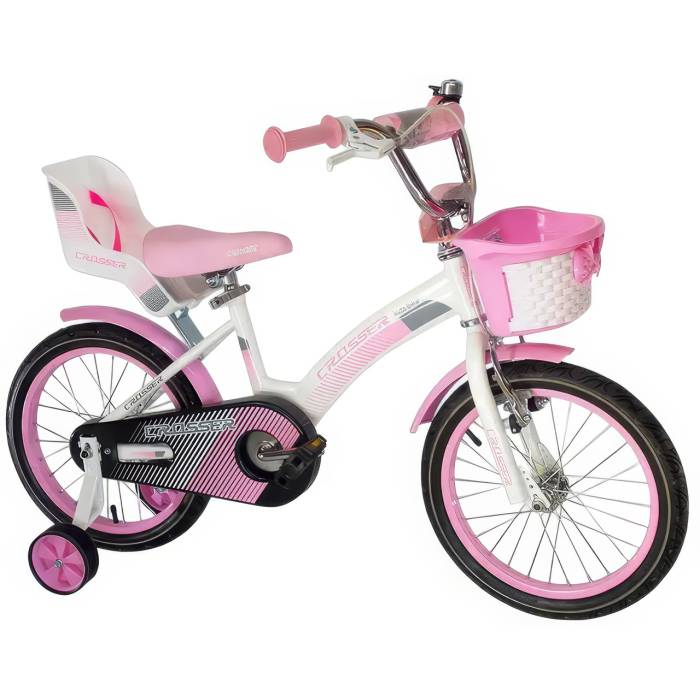 Дитячий велосипед з кошиком та сидінням для ляльки Crosser Kids Bike 16" Рожевий