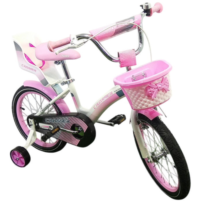 Дитячий велосипед з кошиком та сидінням для ляльки Crosser Kids Bike 16" Рожевий